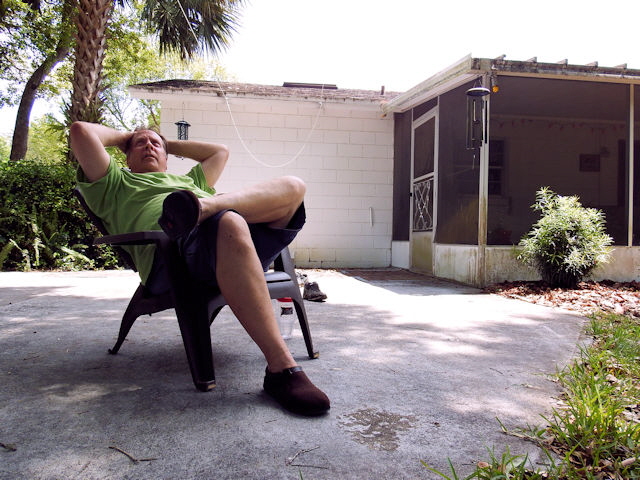 Paul on his back patio. 