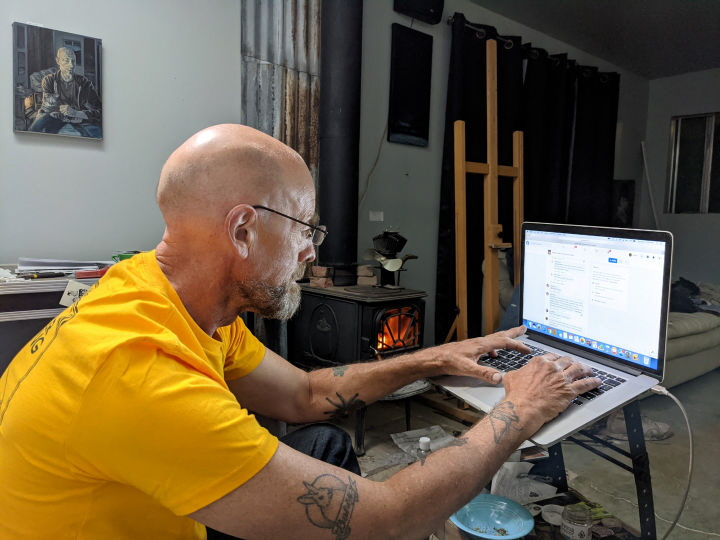 Dave working the web.