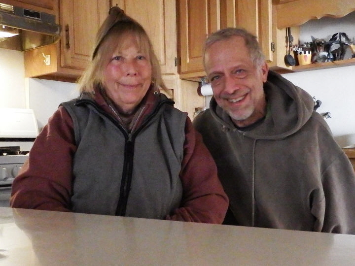 Cheryl and me in her kitchen.